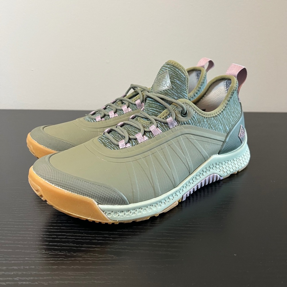 Muck Boot Company Outscape Low Waterproof Shoes Olive Green Lavender Women's 9